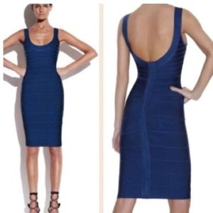 Herve Leger Scoop Bandage Dress China Blue Sz S